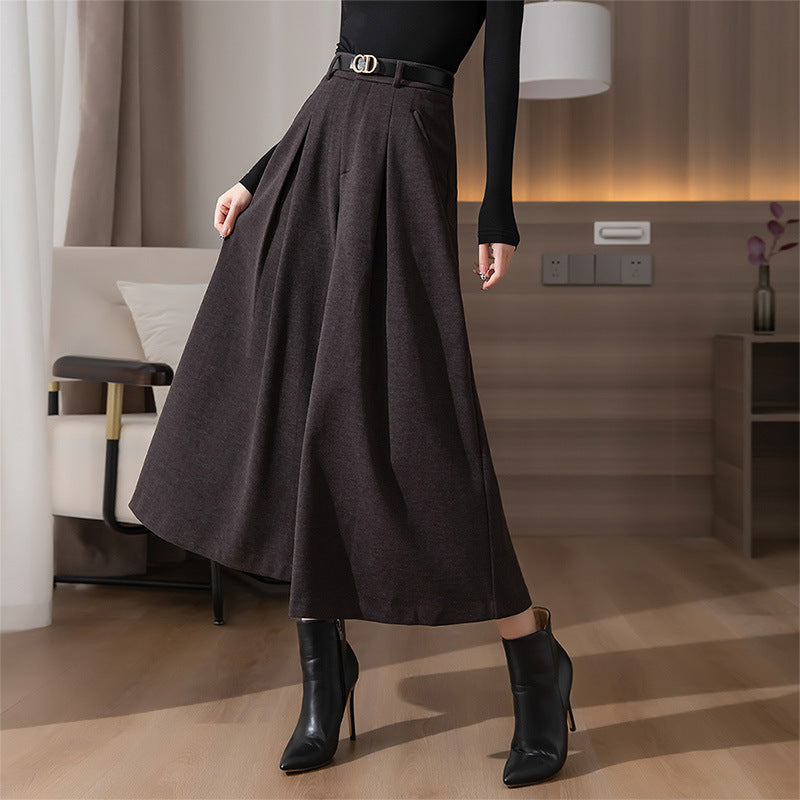 "Elysian Elegance" Woolen Wide-leg  Cropped Pants