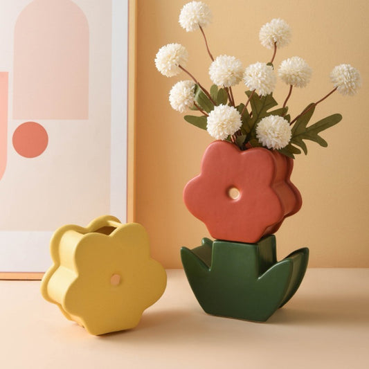 Cute Tabletop Ceramic Flower Vase