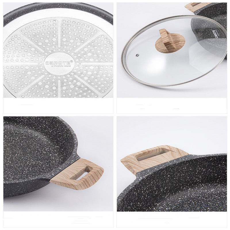 Carrot Maifan Stone Non-Stick Steak Frying Pan Without Soot and Flat Bottom