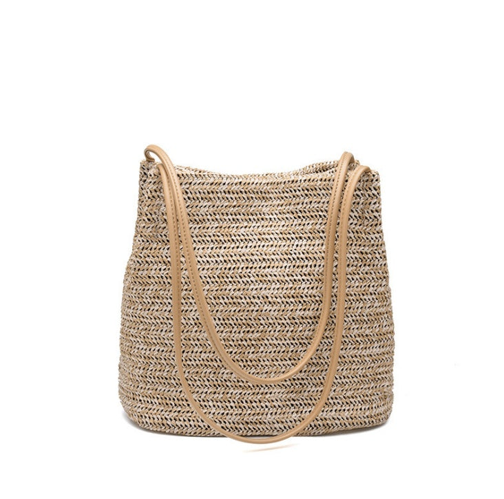 Bag straw woven fashion women shoulder tote handmade bag summer leisure ladies knitting