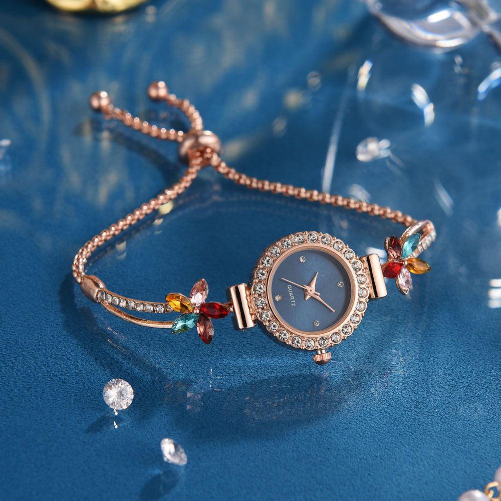 New Fashion Diamond Round Women's Watch Adjustable Bracelet  Women's Quartz Watch