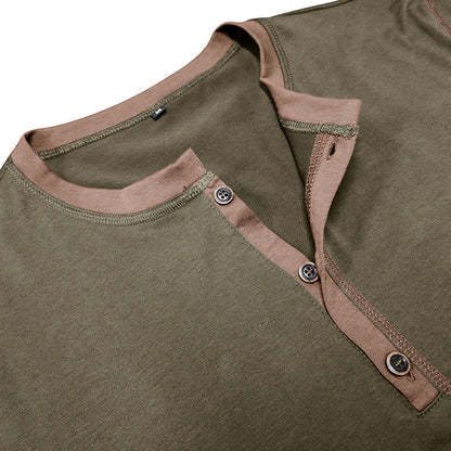 Short-sleeved Polo Shirt Summer Button V-neck T-shirt Tops Mens Clothing