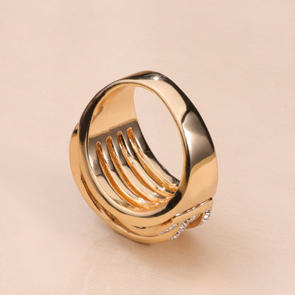 Flow Inlaid Zircon Multi-ring Retro Ring Fashion Multi-level Design Women