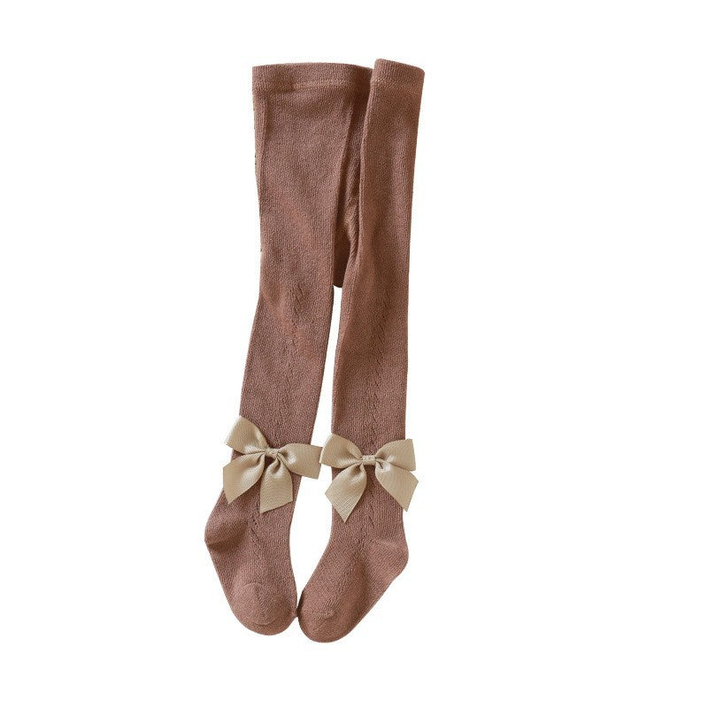 Girls' Bowknot Hollowed Out Pantyhose