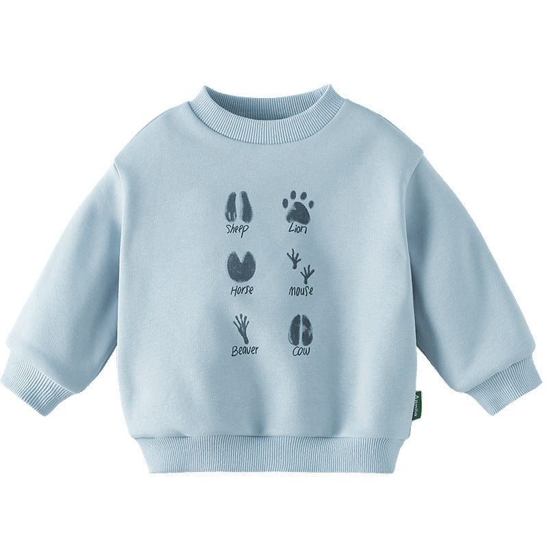 Winter New Girls' Sweatshirt Thickened Warm Cartoon Tops