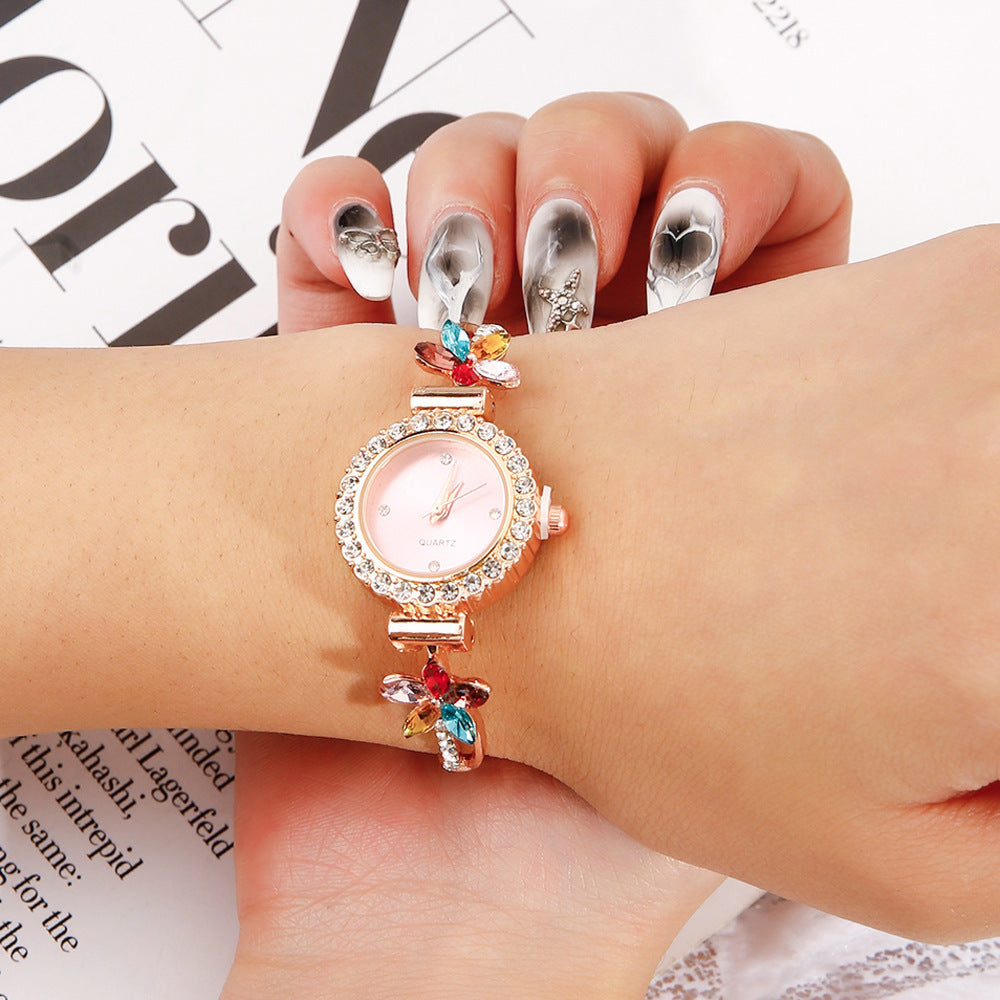 New Fashion Diamond Round Women's Watch Adjustable Bracelet  Women's Quartz Watch