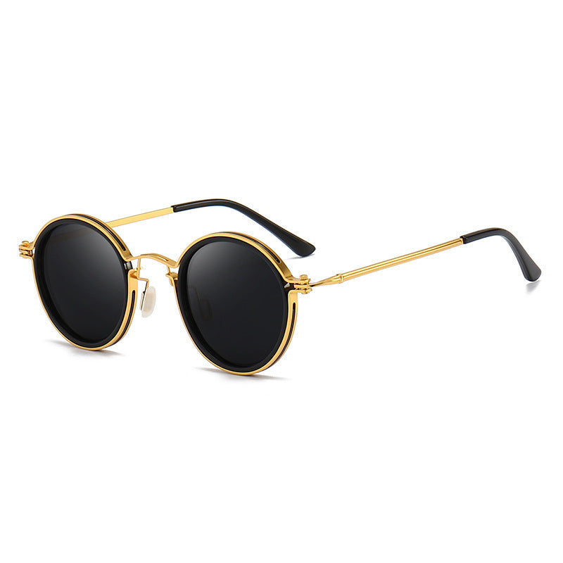 Sunscreen Retro Style Round Frame Metal Sunglasses