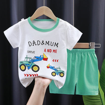 Children's Short-sleeved Suit Summer T-shirt Pure Cotton