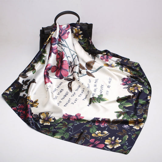 Imitation Silk Printed Floral Headscarf