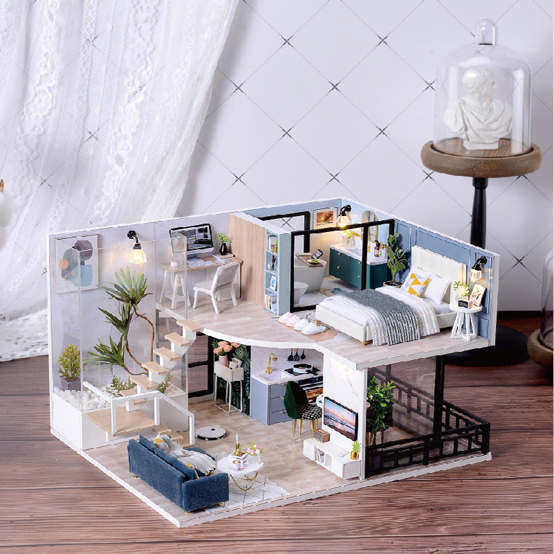 Children's Toy Handmade Diy Cottage House Building Model Modern Style Attic