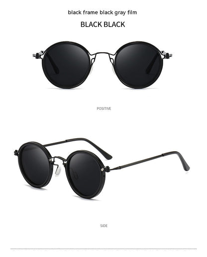 Sunscreen Retro Style Round Frame Metal Sunglasses