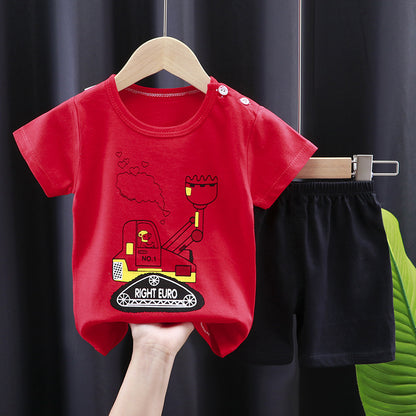 Children's Short-sleeved Suit Summer T-shirt Pure Cotton