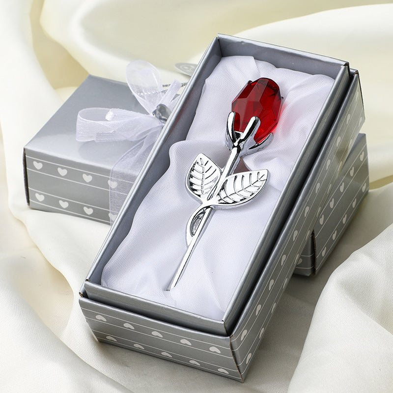 Valentine's Day Metal Crystal Rose Decorations