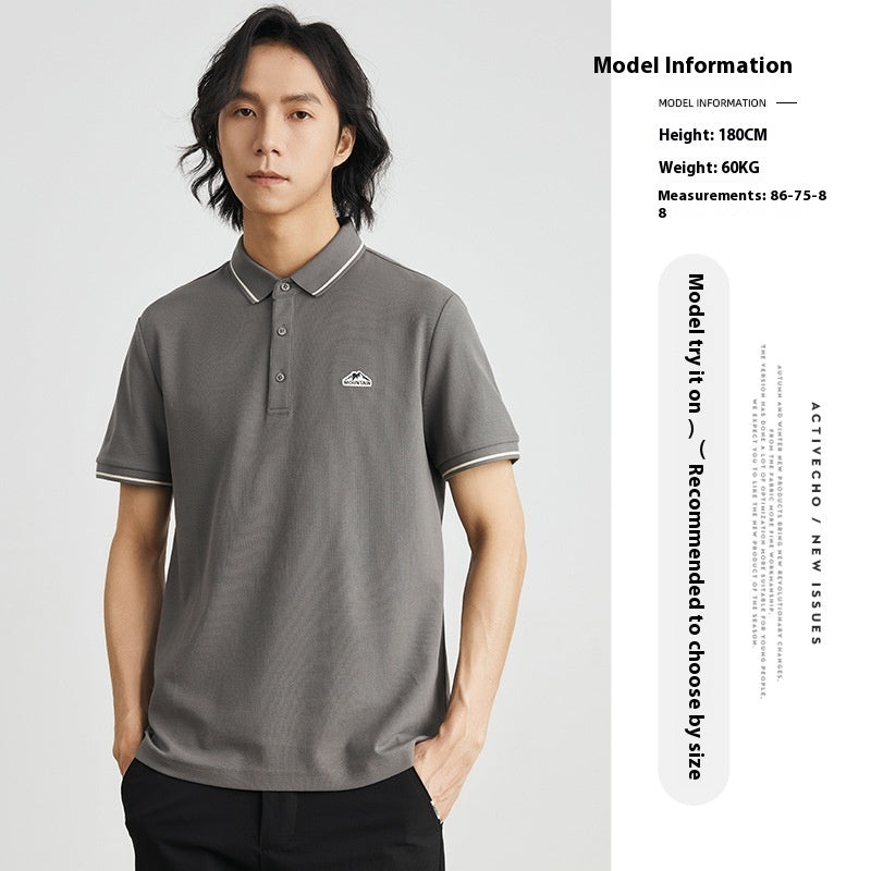 MOUNTAIN  Breathable Ice Silk Polo Short Sleeve Casual Polo Collar