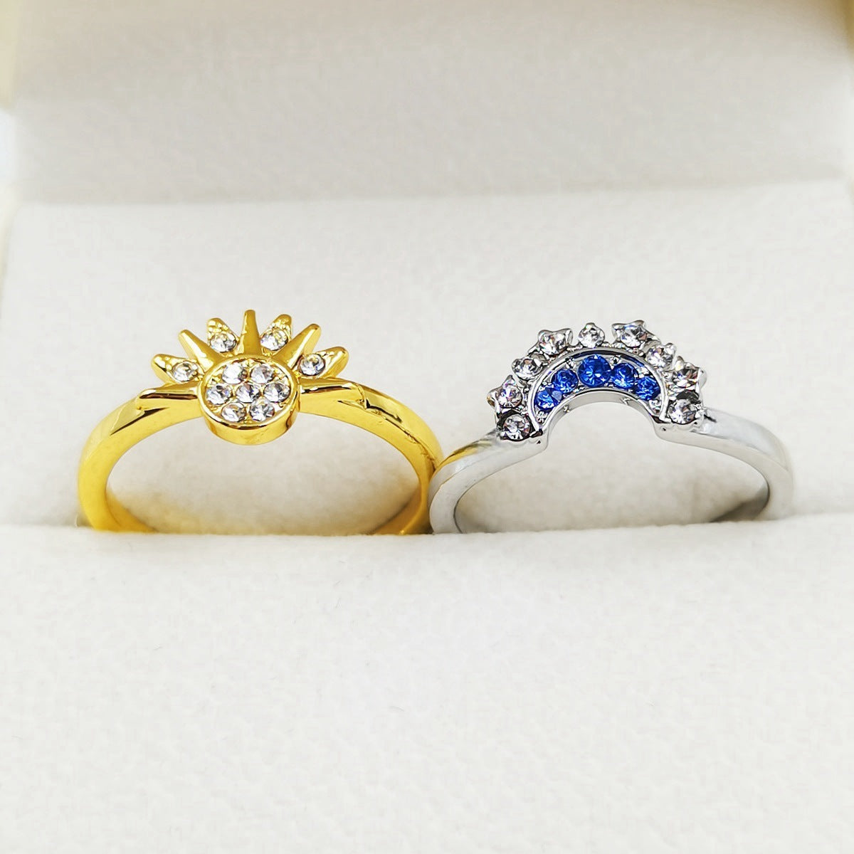 Sun And Moon Rings Couple Rhinestones Ring For Love Valentine's Day Jewelry