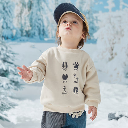 Winter New Girls' Sweatshirt Thickened Warm Cartoon Tops