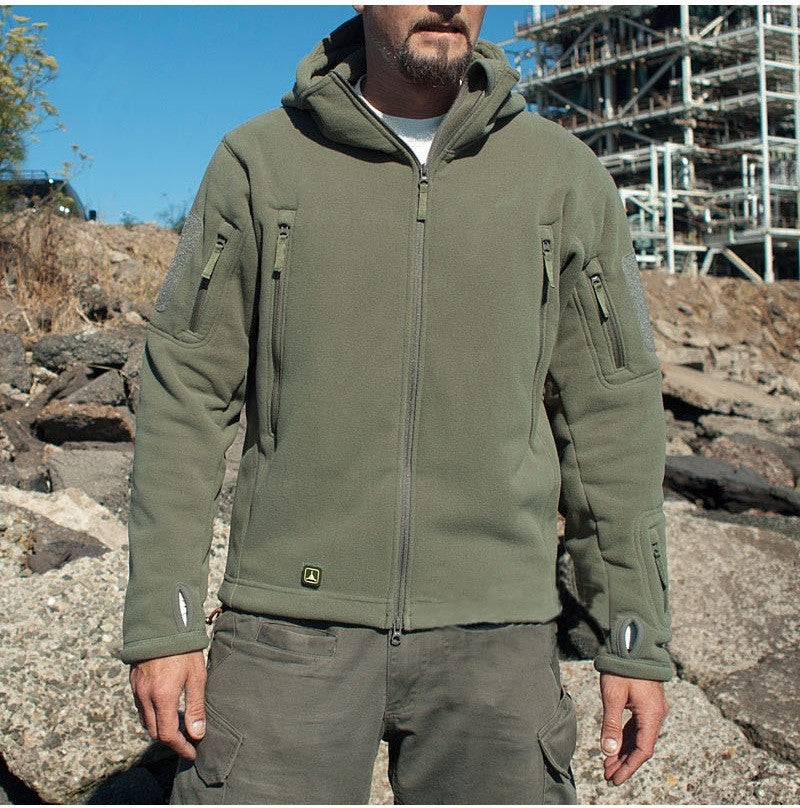 "Stealth Trek: Tactical Hooded Hiking Jacket"