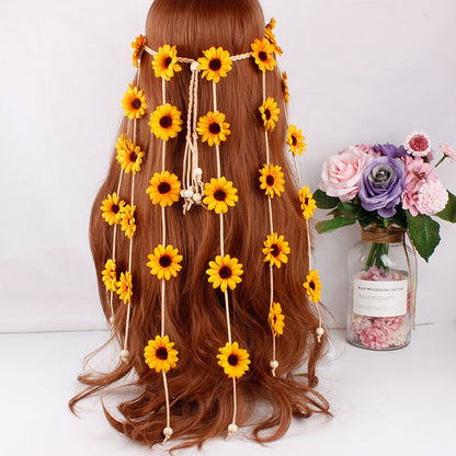 Headdress garland sun flower hair band flower headband bohemian ring
