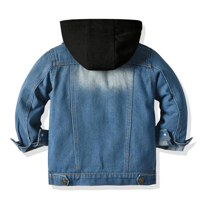 Children's Fake Denim Jacket, Children's Hooded Fashion Casual Top