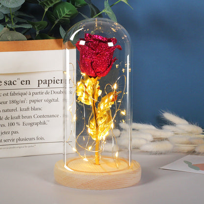 Valentines Day Gift  For Girlfriend Eternal Rose Flowers LED Light In Glass Cover Day Wedding Decoration Favors Mother Day Female Gift  Gift