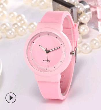 Silicone strap watch fashion candy color student men and women couple quartz watch