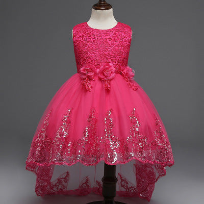 new spring flowers flower girl dress Princess Dress Girls wedding dress skirt trailing sequins wholesale