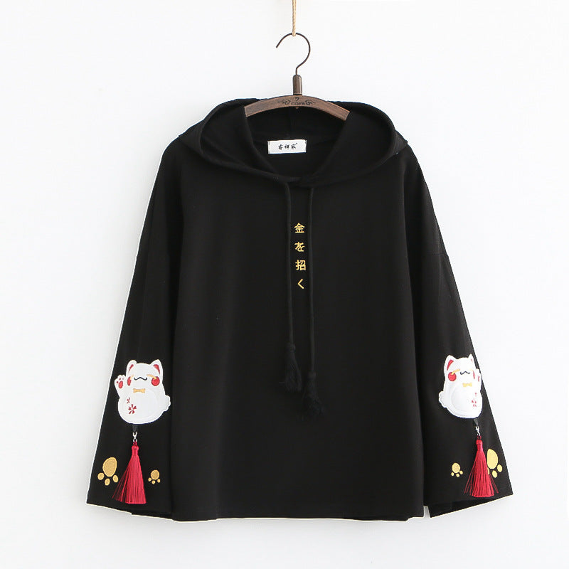 Preppy Style Cartoon Embroidered Sweater Long Sleeve Japanese Style