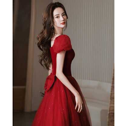 Red Engagement Wedding Dress Party Dress