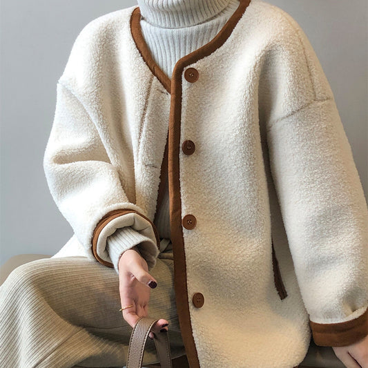 Lamb Wool Coat Korean Style Fleece Fur Integrated Loose Top