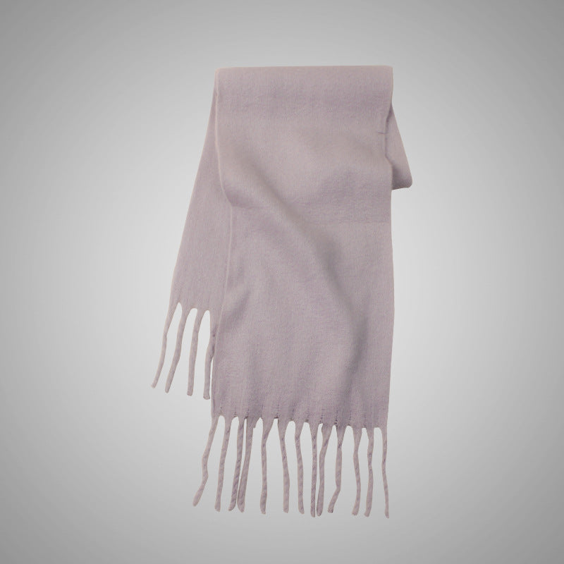 Mohair Idle Style Soft Fluffy Pure Color Warm Keeping Scarf