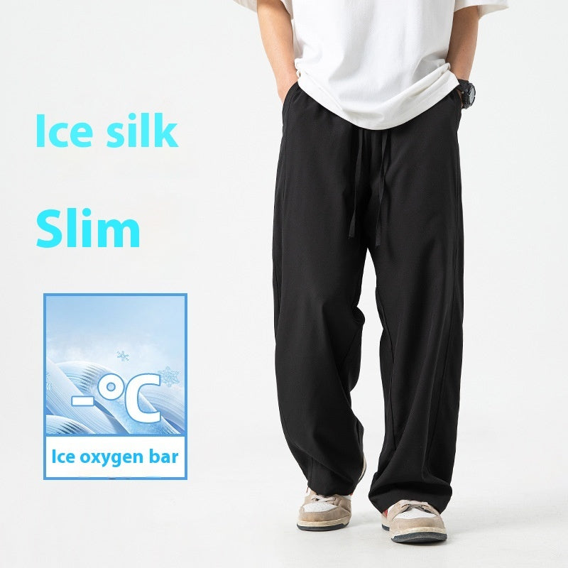 Cool Feeling Ice Silk Casual Pants Men's Summer Thin