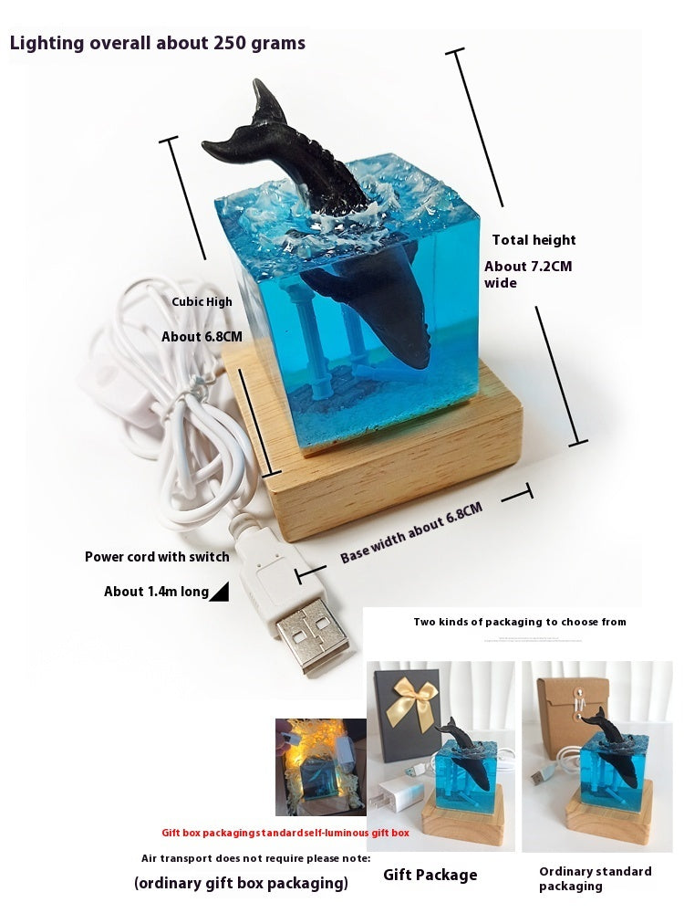 Ocean Whale Usb Couple Small Night Lamp Resin Decorations