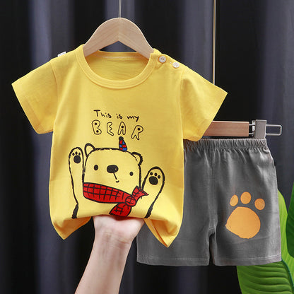 Children's Short-sleeved Suit Summer T-shirt Pure Cotton