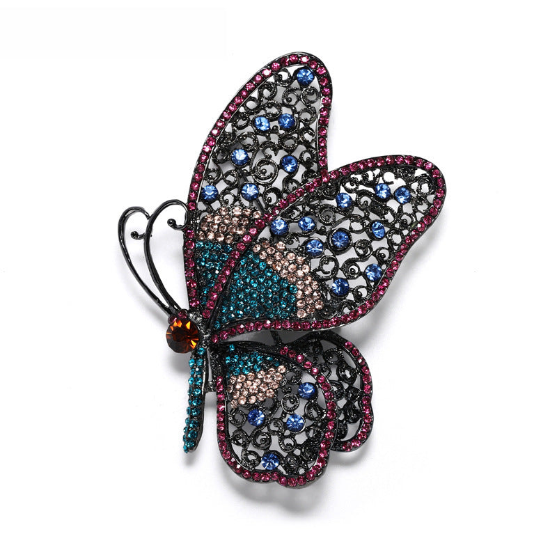 Rhinestone Butterfly Brooch Female Graceful And Fashionable Coat Pin