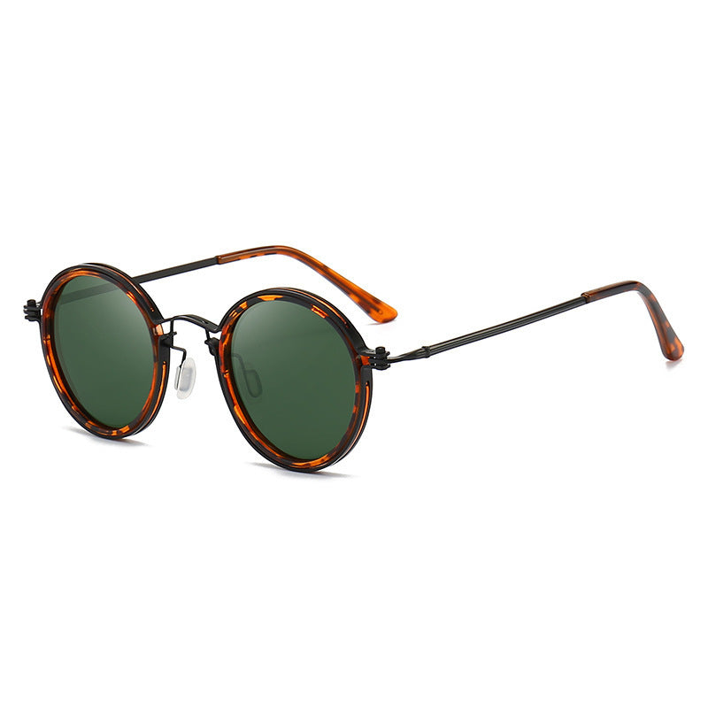 Sunscreen Retro Style Round Frame Metal Sunglasses