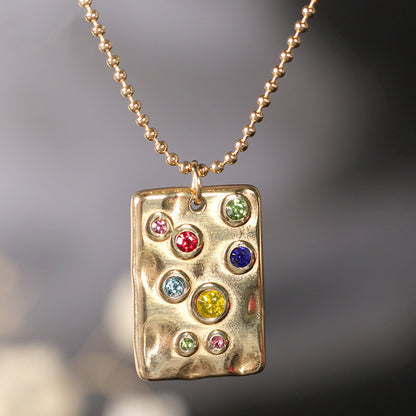 Stainless Steel Gold-plated Geometric Pendant Necklace