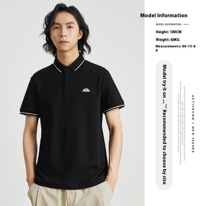 MOUNTAIN  Breathable Ice Silk Polo Short Sleeve Casual Polo Collar