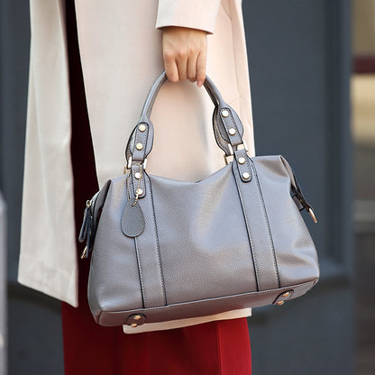 Fashion Boston Shoulder Bag Retro Rivet Design