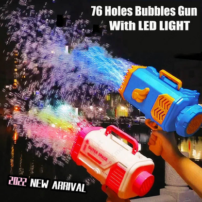 Bubble Gun Rocket Holes Soap Bubbles Machine Gun Automatic Blower With Light Toys For Kids