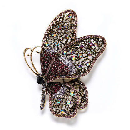 Rhinestone Butterfly Brooch Female Graceful And Fashionable Coat Pin