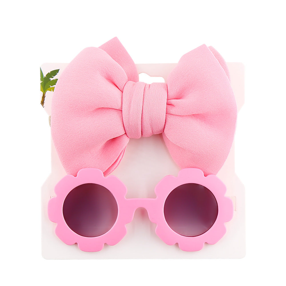 Children's Sunshade Sunglasses Bow Hair Band Two-piece Set