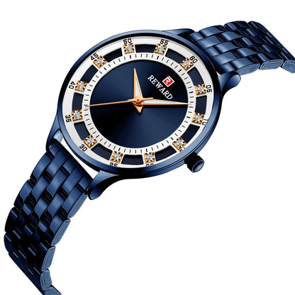 "Diamond Elegance Waterproof Quartz Watch"