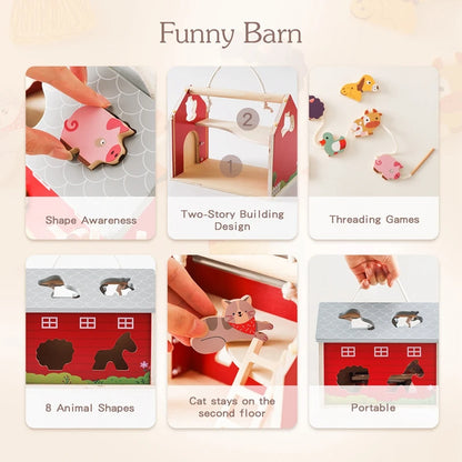 Children's Farm Cognitive Toy Wooden Barn Toy Suit