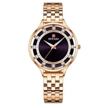 "Diamond Elegance Waterproof Quartz Watch"