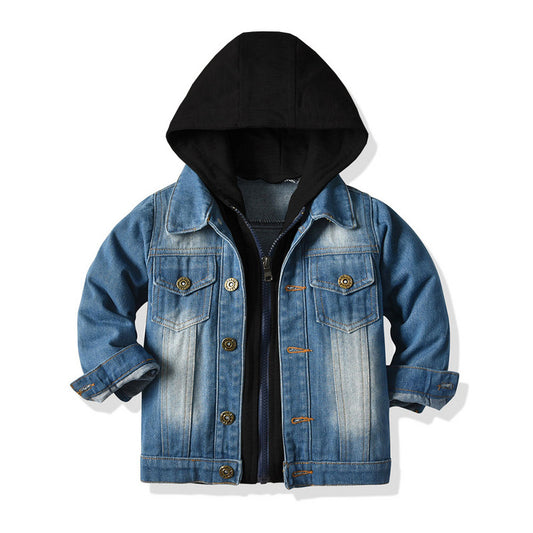 Children's Fake Denim Jacket, Children's Hooded Fashion Casual Top