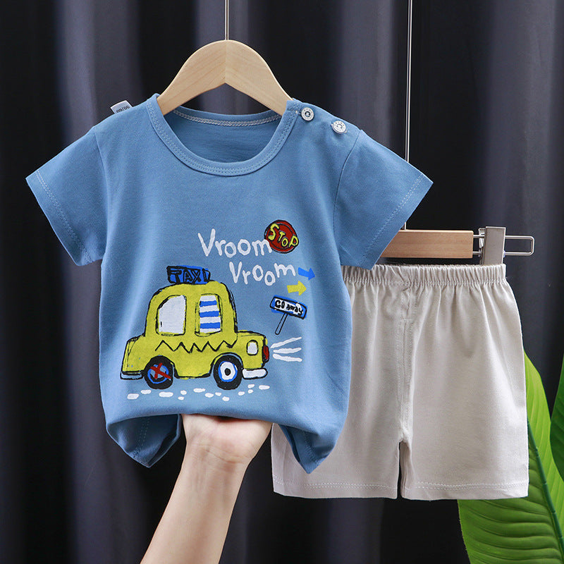 Children's Short-sleeved Suit Summer T-shirt Pure Cotton