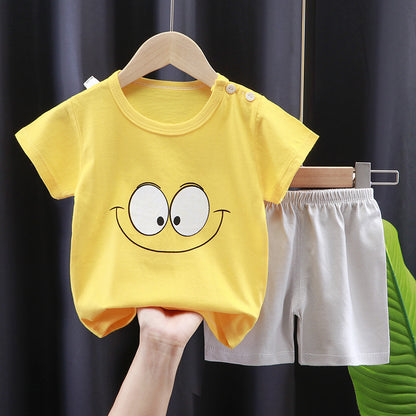 Children's Short-sleeved Suit Summer T-shirt Pure Cotton