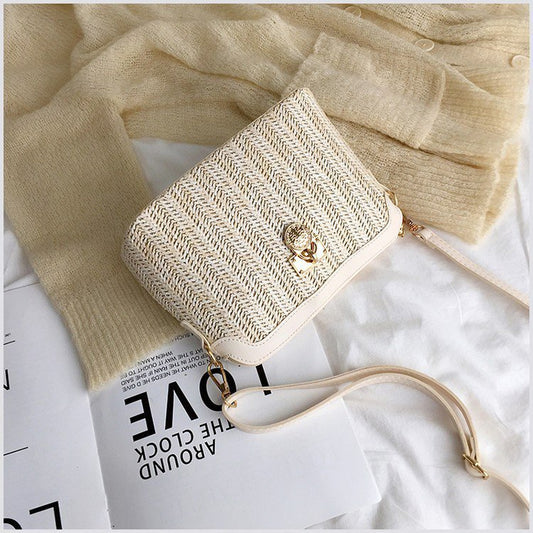 One shoulder woven shell bag