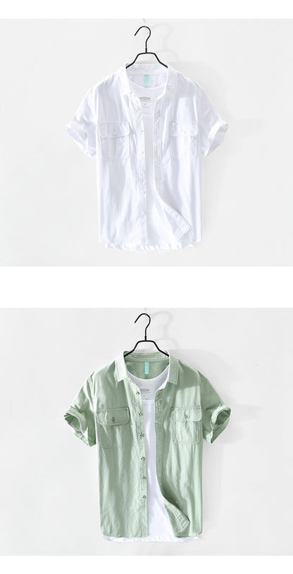 Casual Cotton Short-sleeved Shirt