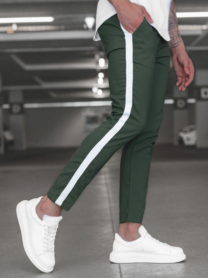 Horizontal Bars And Trendy Slim Trousers For Men